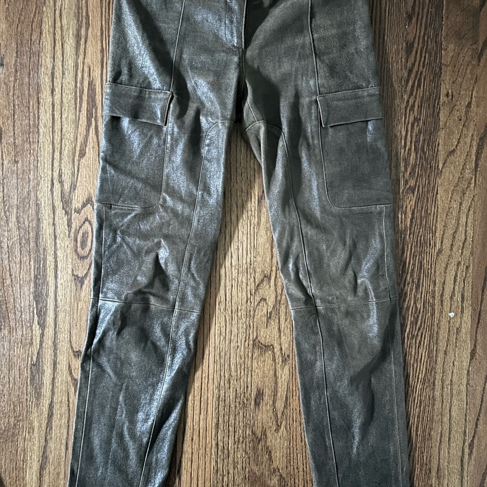 Tory Burch cargo leather low rise pant size 2